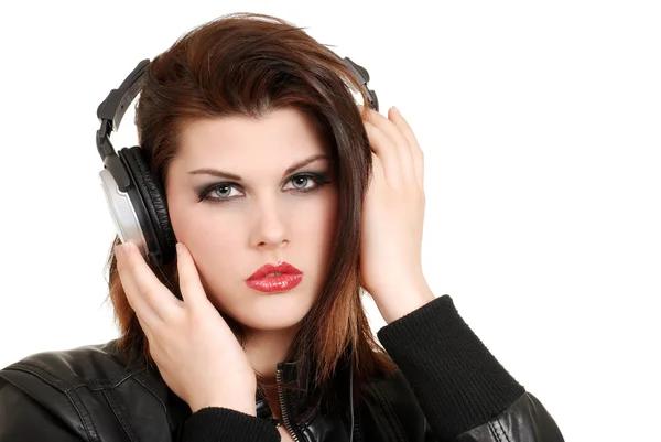 stock image Young woman with headphones