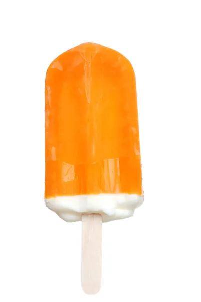 Orangefarbenes Eis am Stiel Stockfoto