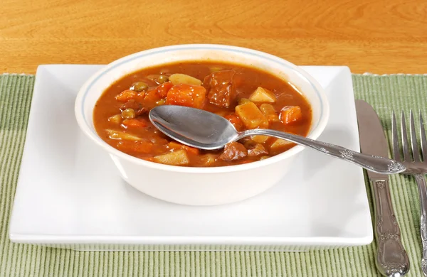 Beef stew with a spoon — Stock Photo, Image