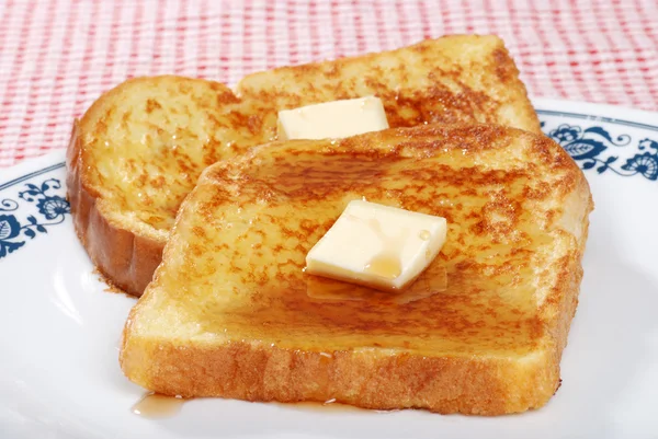 French toast syrup focus on butter — Stock Photo, Image
