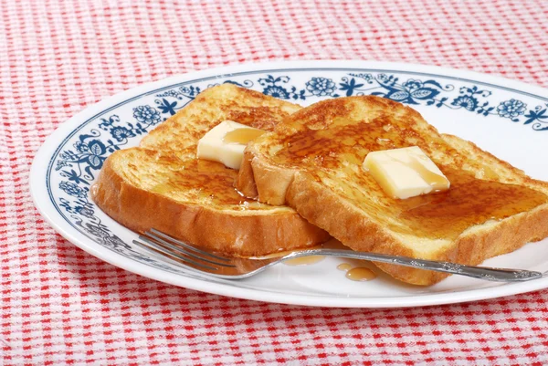 Frans toast siroop en vork — Stockfoto