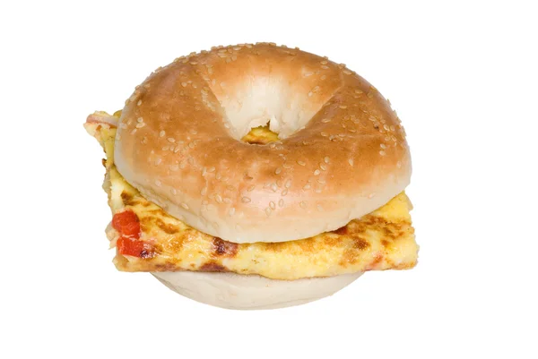 Isolated Bagel and Omelet sandwich top view — Stock Photo, Image