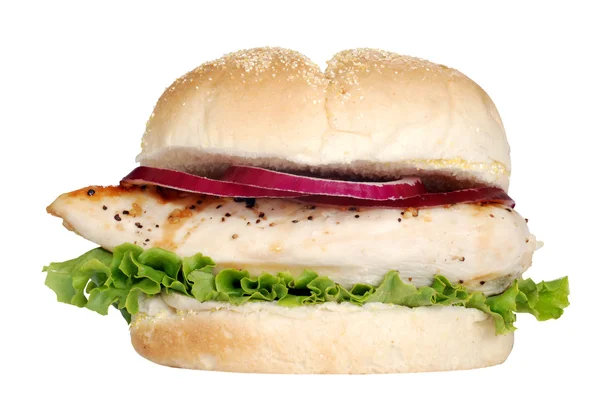 Izole ızgara tavuk sandviç — Stok fotoğraf