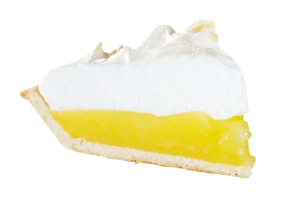 Izole limon beze pasta dilimi — Stok fotoğraf