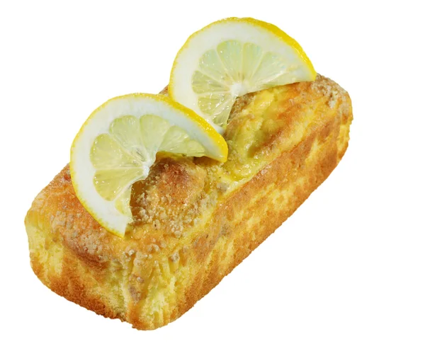 Izole limon kekgeïsoleerde citroen pond cake — Stok fotoğraf