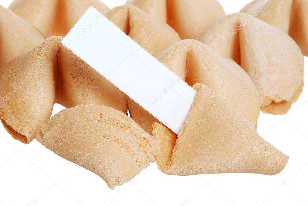 Lots of fortune cookies with blank paper