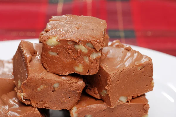 Macro of homemade fudge with nuts — Zdjęcie stockowe