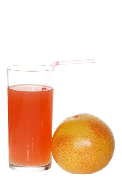 Grapefruit juice with a straw — Stock Photo, Image