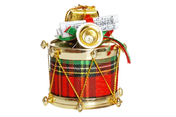 Isolated decorated christmas drum — Stock Photo, Image