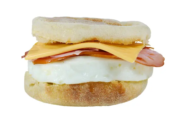 Απομονωμένες σάντουιτς αυγό και muffin — Φωτογραφία Αρχείου