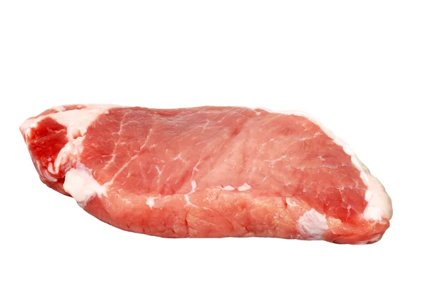 Geïsoleerde inschrijving loin pork chop — Stockfoto