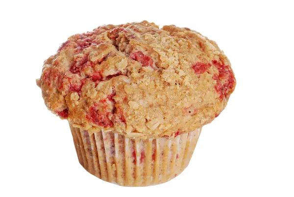 Geïsoleerde volkoren raspberry muffin — Stockfoto