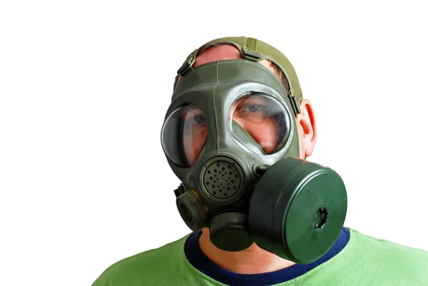 Man med gasmask — Stockfoto