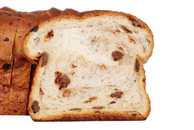 Closeup slice of raisin bread clipart
