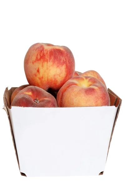 Fresh peaches in a box — Stock Photo, Image