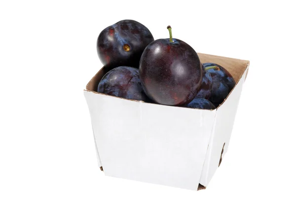Plums in a box — Stock Photo, Image