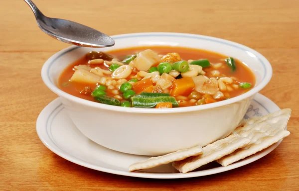 Serving of vegetable soup — Stock Photo, Image