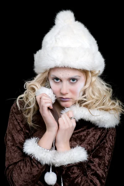Sexy blonde ice woman with hat — Stock Photo, Image