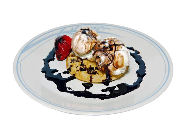 Waffle with Ice Cream — Stock Photo, Image