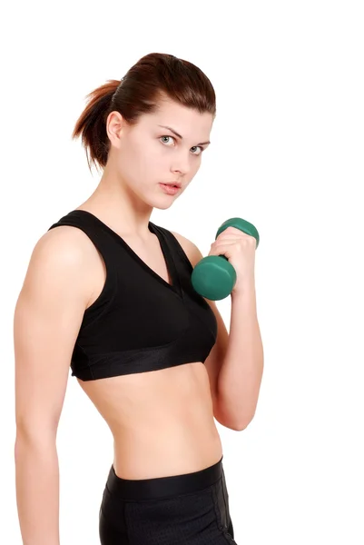 Mujer joven entrenamiento con pesas —  Fotos de Stock