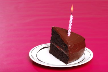 Single serving of birthday cake with candle clipart