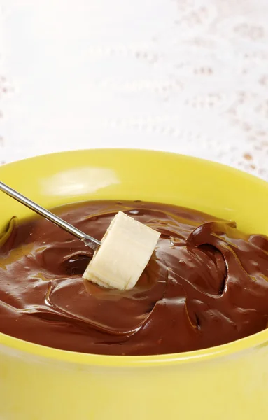 Fondue de chocolate con plátano —  Fotos de Stock
