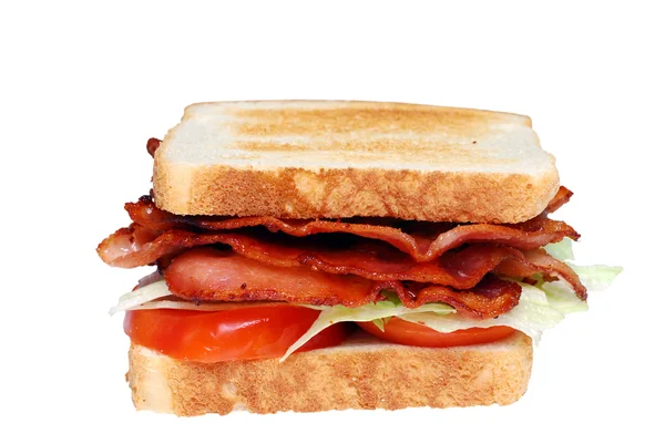 Isolerade rostat bacon sallad och tomat smörgås — Stockfoto