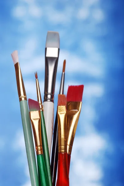 Paint brushes focus on front ones — Stock Photo, Image