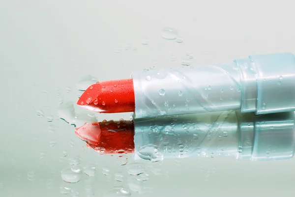 Red Lipstick with water — Stock Photo, Image