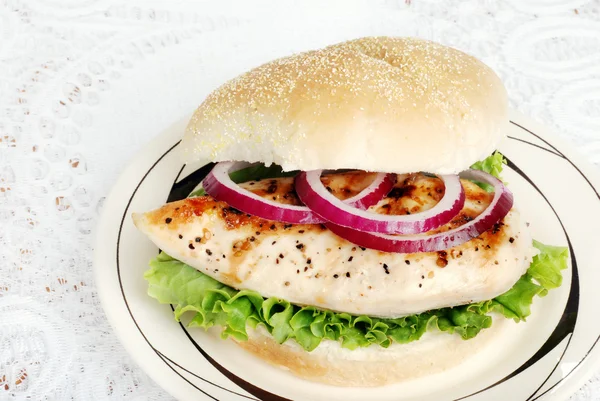 Felülnézet grillezett csirke szendvics — Stock Fotó