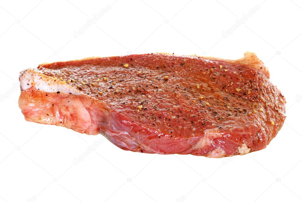 Raw seasoned round steak