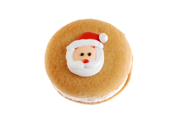Pohled shora santa tvář cookie — Stock fotografie