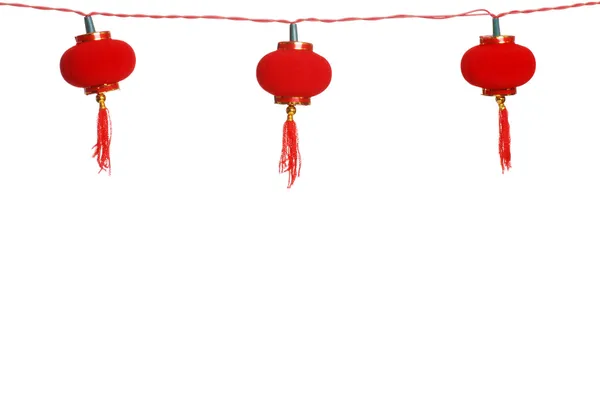 Isolated row of chinese lanterns — Stock Photo, Image