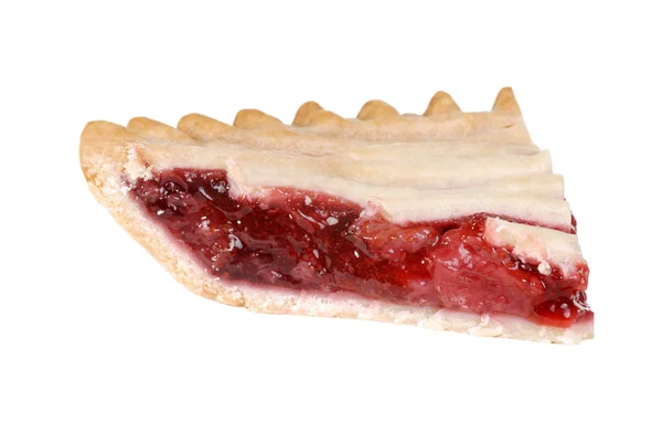Kromka na białym tle truskawkowy pie — Zdjęcie stockowe