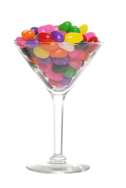 Jelly beans en un vaso de martini — Foto de Stock