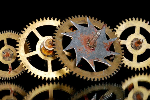 Macro of rusty old clock gears — Stock Photo, Image