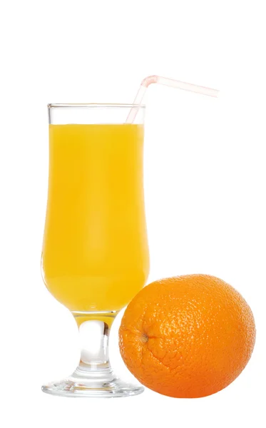 Orangensaft mit einem Strohhalm — Stockfoto
