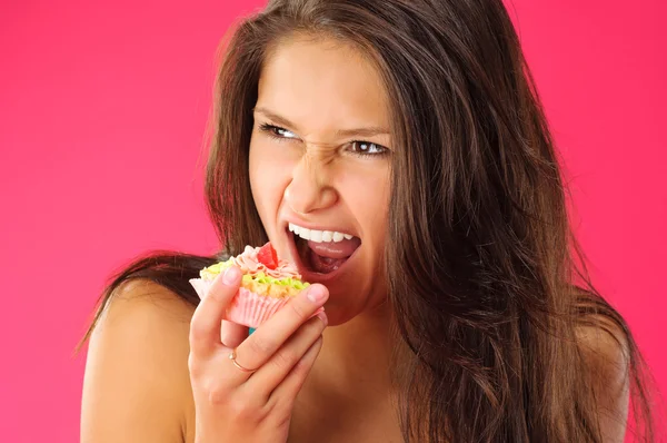 Girl and the cake series — Stock Photo, Image
