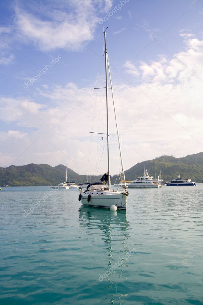 Moored sailboat