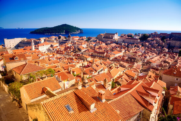 View to old historic part of Dubrovnik from the city wall
