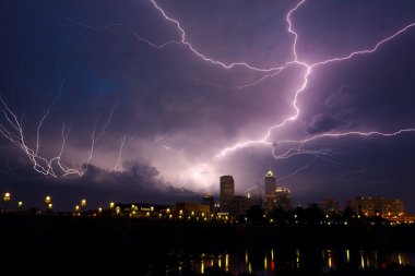 Storm over city clipart