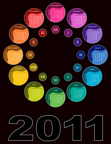 stock vector Colorful circular calendar 2011