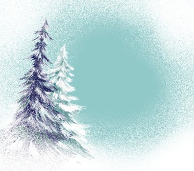 Pine trees with frosty snow clipart