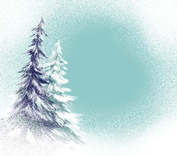 Соснові дерева з морозним снігом — стокове фото