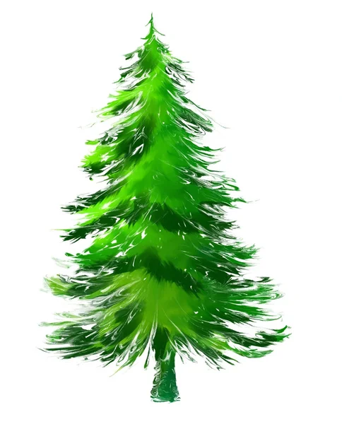 Pine tree abstract painting isolated on white background — Stock Photo, Image