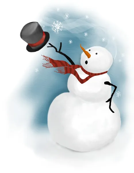 Snowman in windy weather — Stock Photo, Image