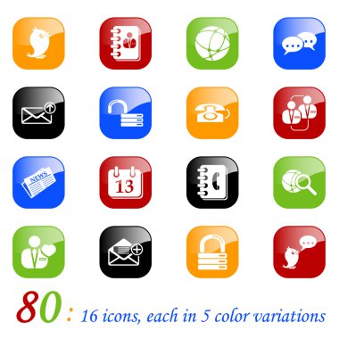 Social media and blog icons - color seri clipart