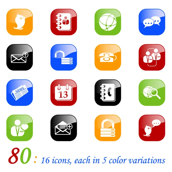Redes sociales e iconos de blog - color seri — Vector de stock