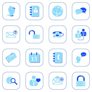 Social media&blog icons, blue series clipart