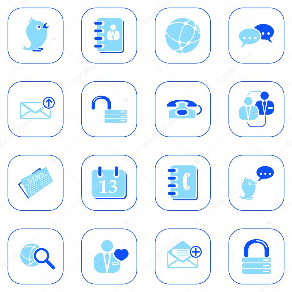 Social media&blog icons, blue series